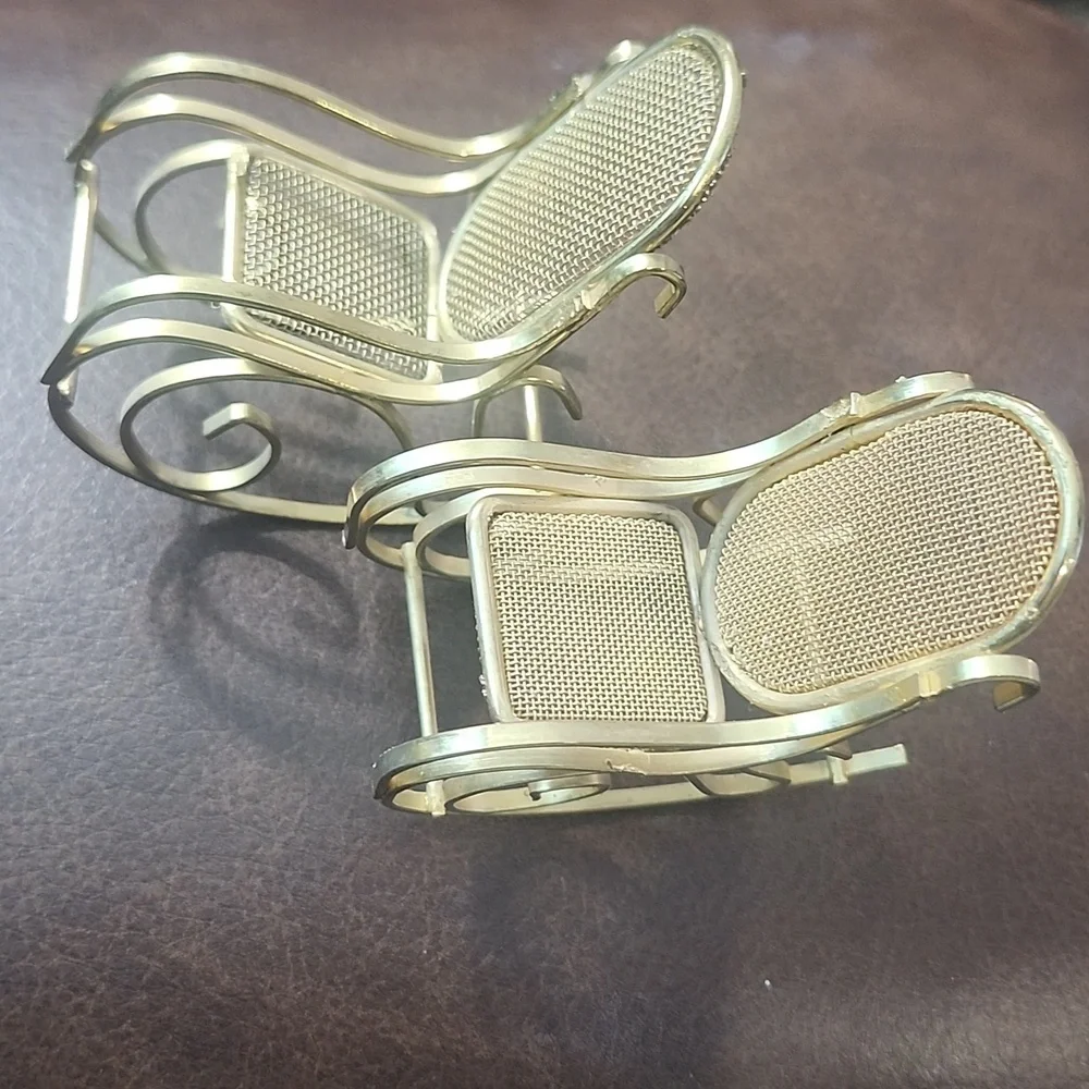 Two Miniature Gold Rocking Chairs - Picture 3 of 5